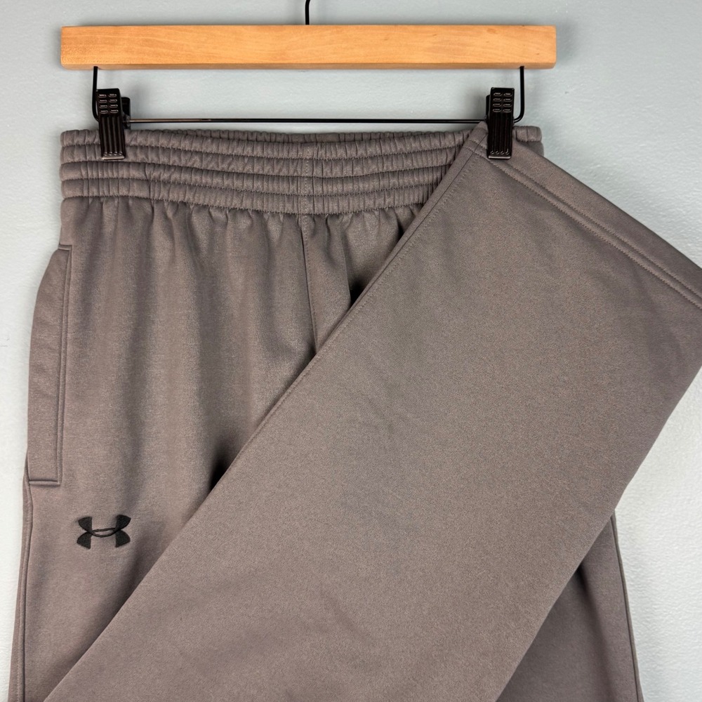 Under Armour Storm Womens Small Gray Fleece Loose Straight Leg Sweatpants Logo